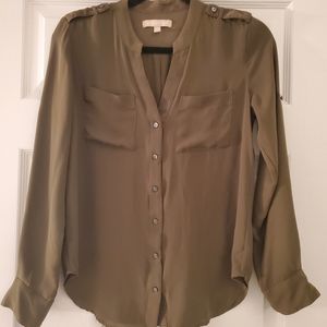 Olive green button top
